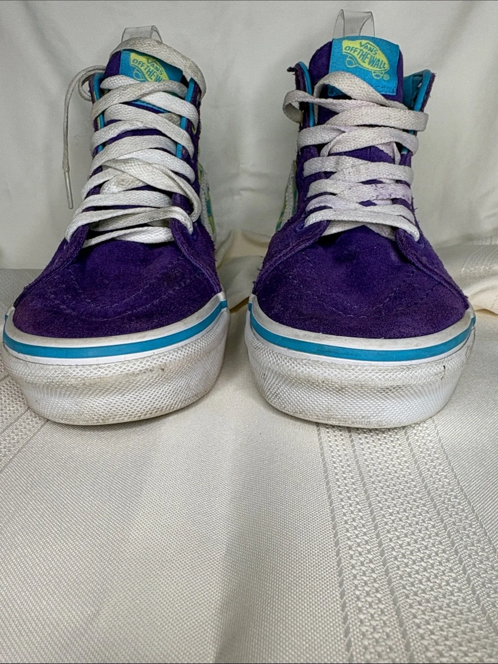 Vans Sk8-Hi Crazy Check-Ultraviolet High Top Sneakers in Purple, Blue & Lime